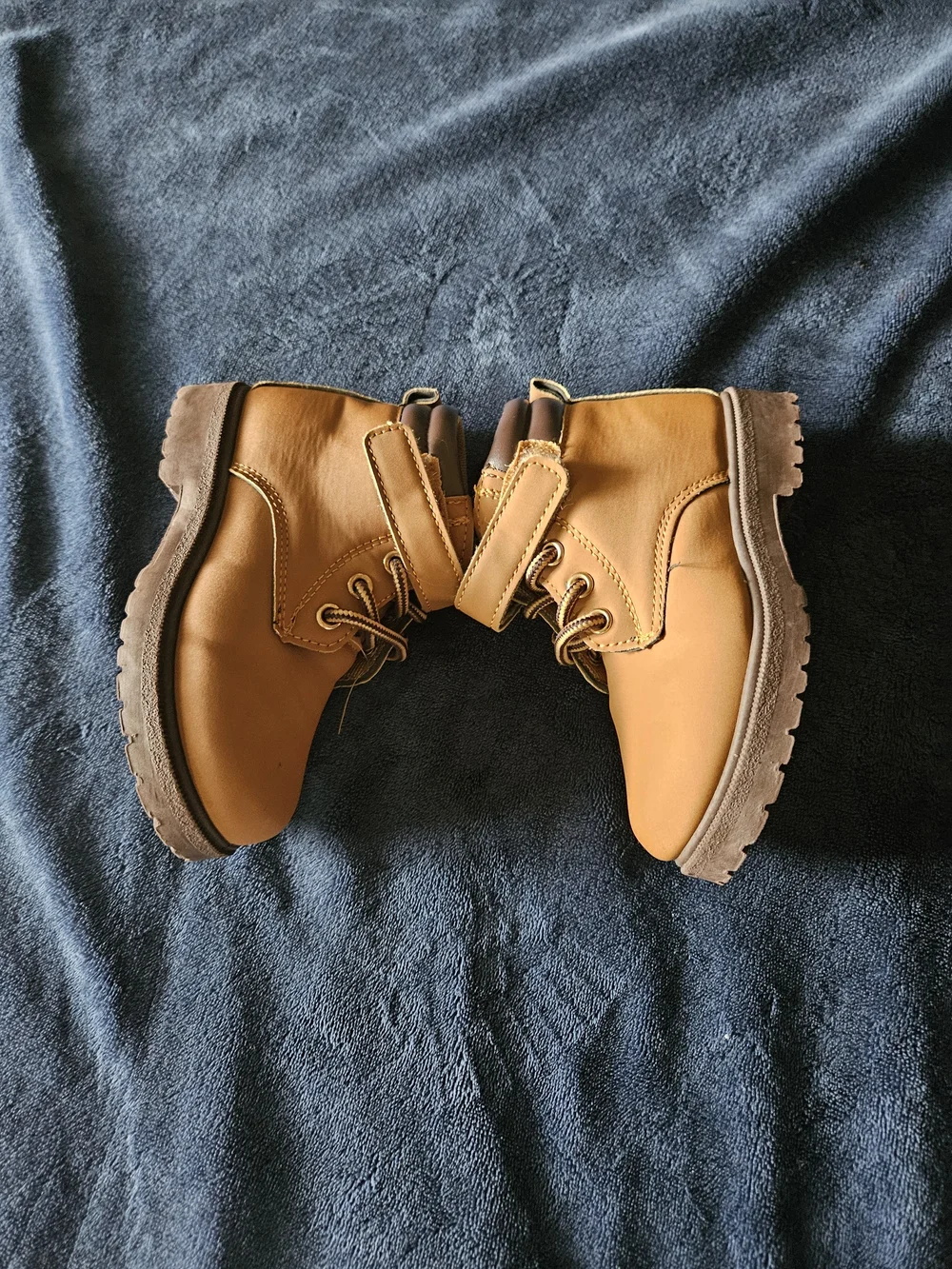 Kids Tan Ankle Boots with Velcro Strap